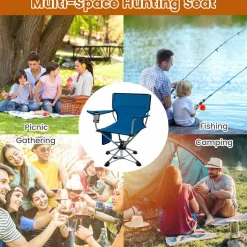 Tangkula Swivel Camping Chair, Portable Lawn Chair with Cup Holder, Storage Pocket, Carrying Bag