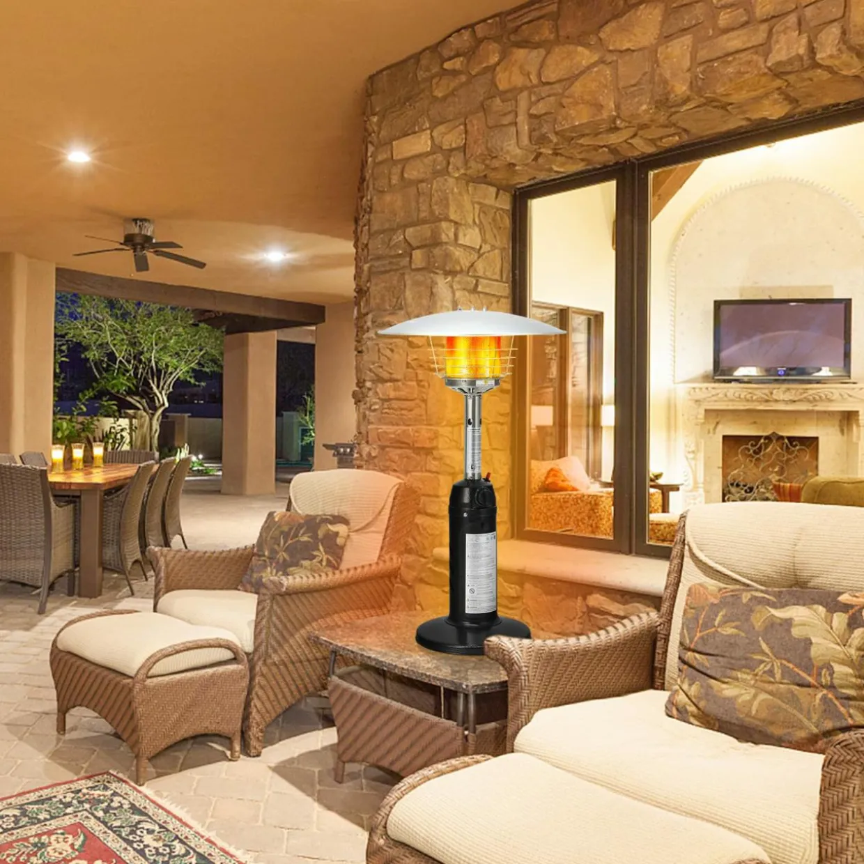 Tangkula Tabletop Propane Patio Heater, 11,000 BTU Portable Outdoor Heater