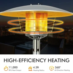 Tangkula Tabletop Propane Patio Heater, 11,000 BTU Portable Outdoor Heater
