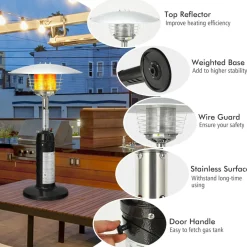 Tangkula Tabletop Propane Patio Heater, 11,000 BTU Portable Outdoor Heater
