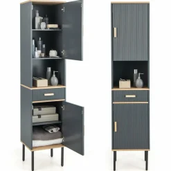 Tangkula Tall Bathroom Cabinet, Freestanding Storage Cabinet