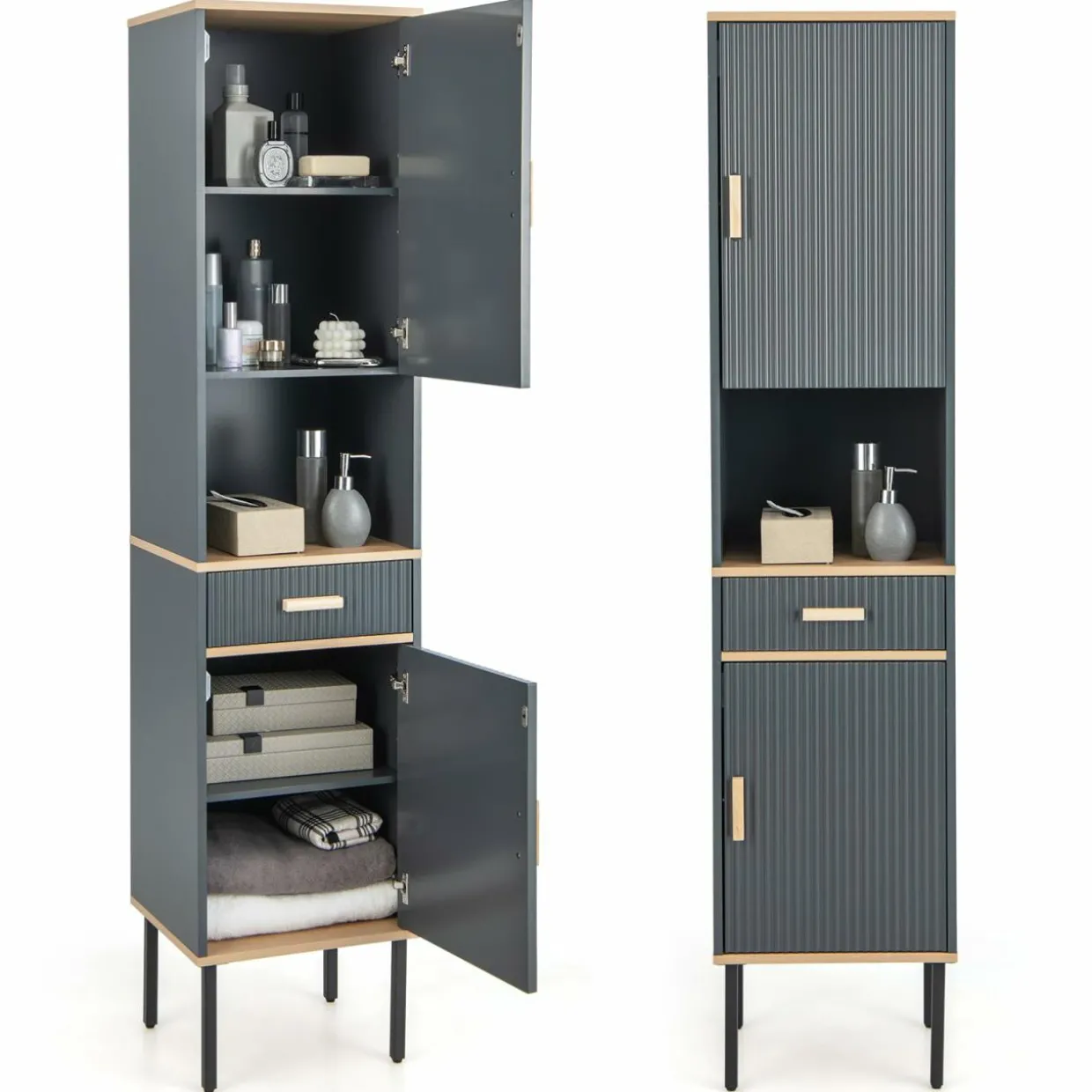 Tangkula Tall Bathroom Cabinet, Freestanding Storage Cabinet