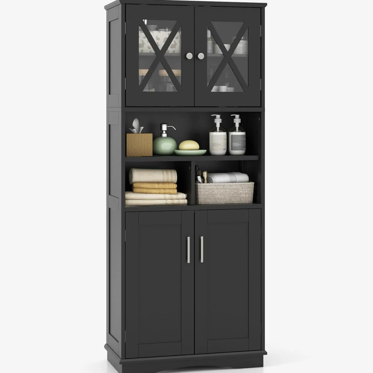 Tangkula Tall Bathroom Cabinet(23.5 x 12 x 57 Inch)