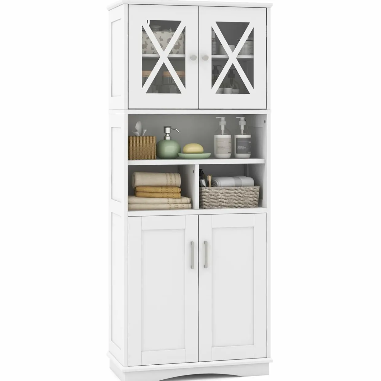 Tangkula Tall Bathroom Cabinet(23.5 x 12 x 57 Inch)