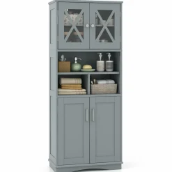 Tangkula Tall Bathroom Cabinet(23.5 x 12 x 57 Inch)