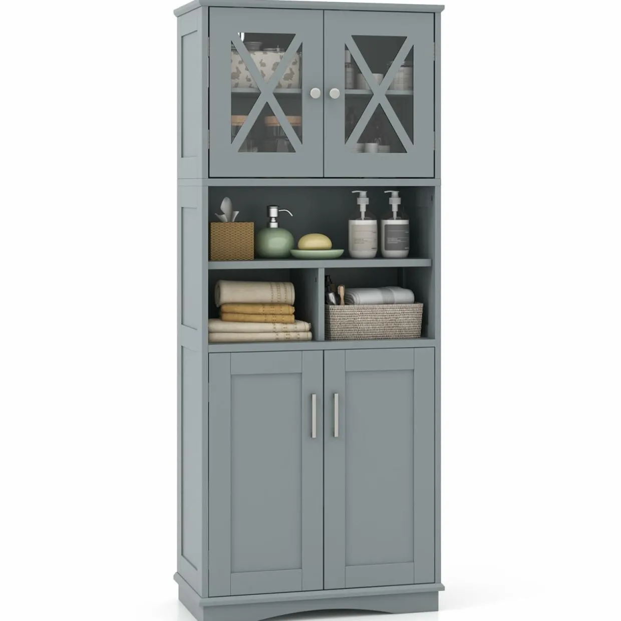 Tangkula Tall Bathroom Cabinet(23.5 x 12 x 57 Inch)