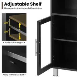 Tangkula Tall Bathroom Cabinet, Home Bedroom Living Room Wood Linen Storage Cabinet Free Standing