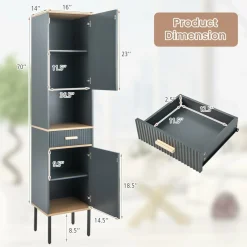 Tangkula Tall Bathroom Cabinet, Freestanding Storage Cabinet