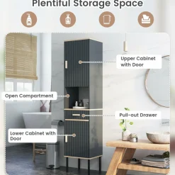 Tangkula Tall Bathroom Cabinet, Freestanding Storage Cabinet