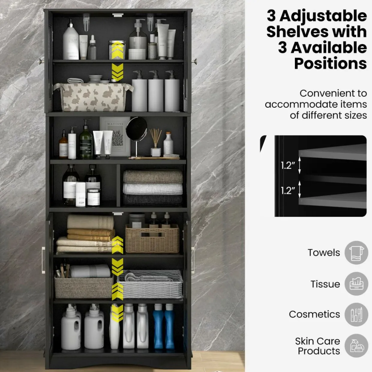Tangkula Tall Bathroom Cabinet(23.5 x 12 x 57 Inch)
