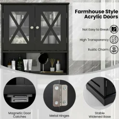 Tangkula Tall Bathroom Cabinet(23.5 x 12 x 57 Inch)