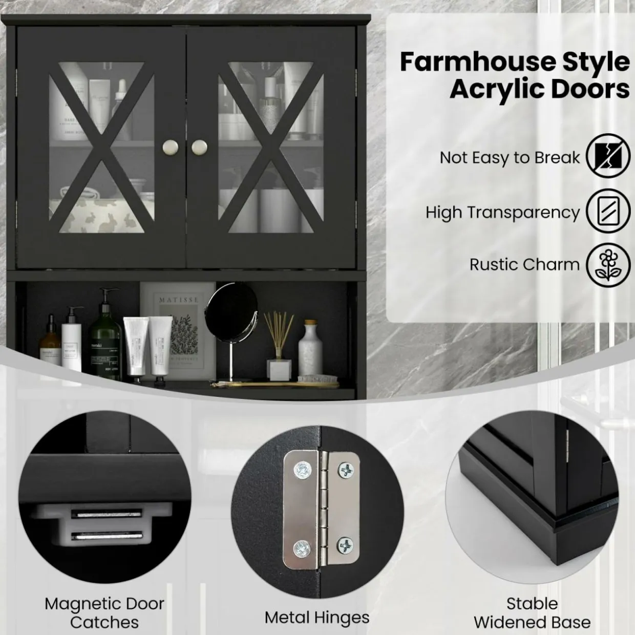 Tangkula Tall Bathroom Cabinet(23.5 x 12 x 57 Inch)