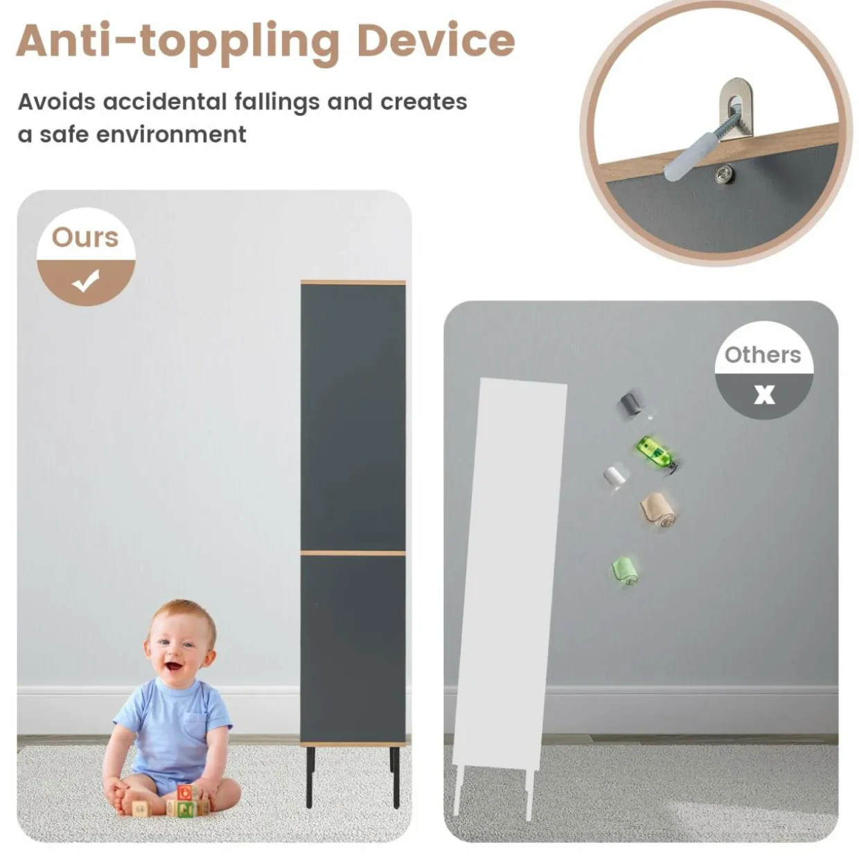 Tangkula Tall Bathroom Cabinet, Freestanding Storage Cabinet