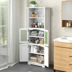 Tangkula Tall Bathroom Storage Cabinet, Freestanding Floor Cabinet