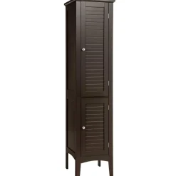 Tangkula Tall Bathroom Storage Cabinet, 5-Tier Wooden Freestanding Tower Cabinet Floor Organizer