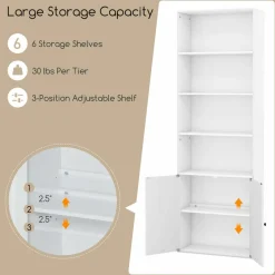 Tangkula Tall Bookcase with Doors, Farmhouse 71