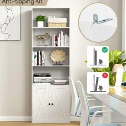 Tangkula Tall Bookcase with Doors, Farmhouse 71