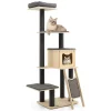 Tangkula Tall Cat Tree, 69 Inch 5-Tier Wood Cat Tower with Scratching Sisal Posts, Top Perch, Cute Cat Condo