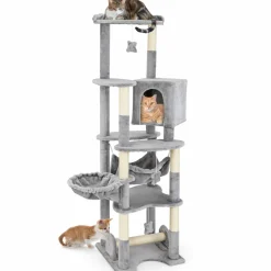 Tangkula Tall Cat Tree, 69 Inch Multi-Level Cat Tower with Sisal Scratching Post, Private Condo