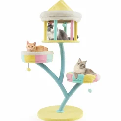 Tangkula Tall Cat Tree, 57.5 Inch Amusement Park Style Cute Cat Tower with Top Open Condo