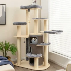 Tangkula Tall Cat Tree, 67 Inch Multi-Level Modern Large Cat Tower with with 3-Story Cat Condo for Indoor Cats 20 lbs Heavy Duty