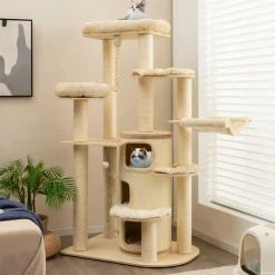 Tangkula Tall Cat Tree, 67 Inch Multi-Level Modern Large Cat Tower with with 3-Story Cat Condo for Indoor Cats 20 lbs Heavy Duty