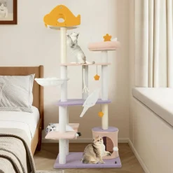 Tangkula Tall Cat Tree, 66 Inch Multi-level Modern Cat Tower with Cat Condo, Sisal Scratching Posts