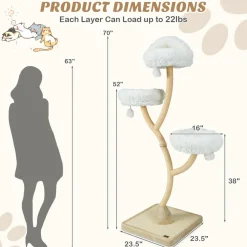 Tangkula Tall Cat Tree, 70 Inch Multi-Level Large Cat Tower with 3 Warm Perches, 3 Jingling Balls