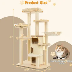 Tangkula Tall Cat Tree, 67 Inch Multi-Level Modern Large Cat Tower with with 3-Story Cat Condo for Indoor Cats 20 lbs Heavy Duty