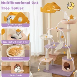 Tangkula Tall Cat Tree, 66 Inch Multi-level Modern Cat Tower with Cat Condo, Sisal Scratching Posts