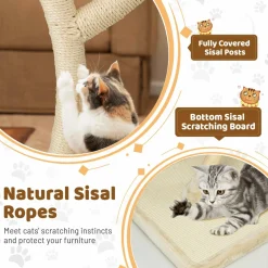 Tangkula Tall Cat Tree, 70 Inch Multi-Level Large Cat Tower with 3 Warm Perches, 3 Jingling Balls