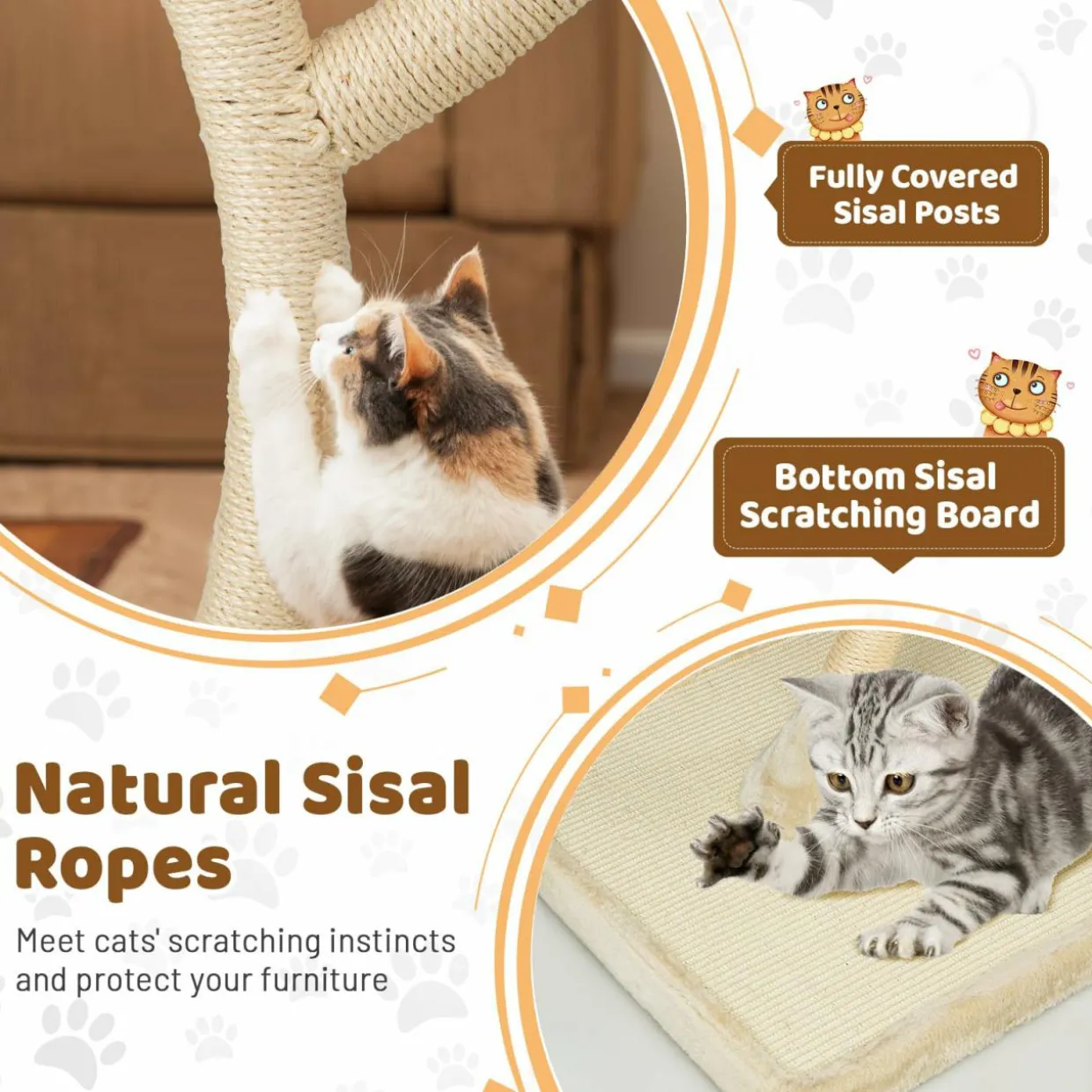 Tangkula Tall Cat Tree, 70 Inch Multi-Level Large Cat Tower with 3 Warm Perches, 3 Jingling Balls