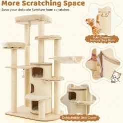 Tangkula Tall Cat Tree, 67 Inch Multi-Level Modern Large Cat Tower with with 3-Story Cat Condo for Indoor Cats 20 lbs Heavy Duty