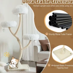 Tangkula Tall Cat Tree, 70 Inch Multi-Level Large Cat Tower with 3 Warm Perches, 3 Jingling Balls