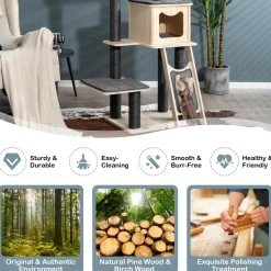Tangkula Tall Cat Tree, 69 Inch 5-Tier Wood Cat Tower with Scratching Sisal Posts, Top Perch, Cute Cat Condo