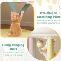 Tangkula Tall Cat Tree, 57.5 Inch Amusement Park Style Cute Cat Tower with Top Open Condo