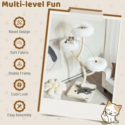 Tangkula Tall Cat Tree, 70 Inch Multi-Level Large Cat Tower with 3 Warm Perches, 3 Jingling Balls