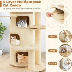Tangkula Tall Cat Tree, 67 Inch Multi-Level Modern Large Cat Tower with with 3-Story Cat Condo for Indoor Cats 20 lbs Heavy Duty