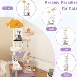 Tangkula Tall Cat Tree, 66 Inch Multi-level Modern Cat Tower with Cat Condo, Sisal Scratching Posts