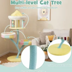 Tangkula Tall Cat Tree, 57.5 Inch Amusement Park Style Cute Cat Tower with Top Open Condo