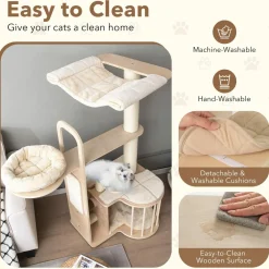 Tangkula Tall Cat Tree for Indoor Cats, 55 Inch Multi-Level Cat Tower Activity Center with Hammock