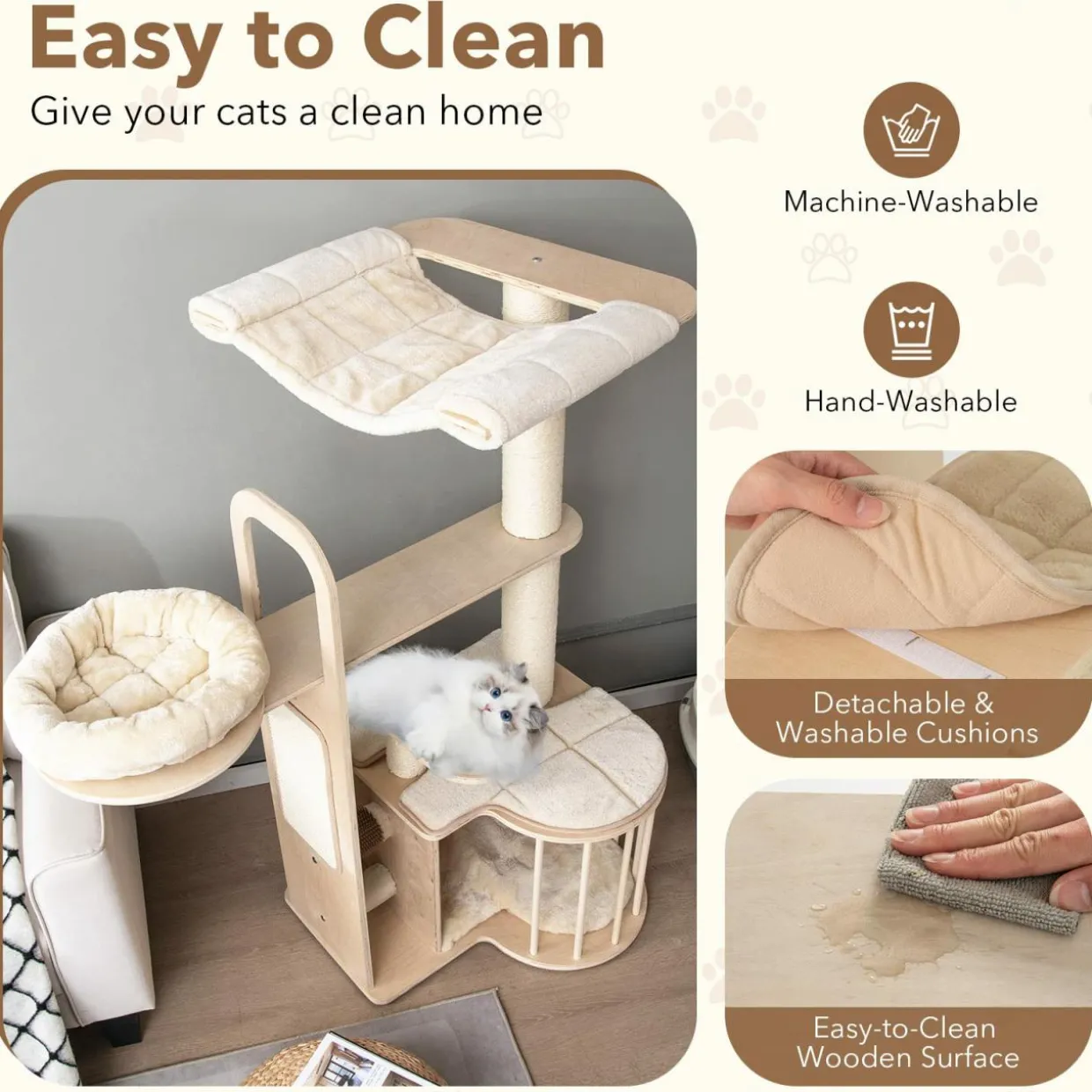 Tangkula Tall Cat Tree for Indoor Cats, 55 Inch Multi-Level Cat Tower Activity Center with Hammock