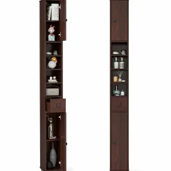 Tangkula Tall Slim Bathroom Storage Cabinet, 71" Freestanding Bathroom Cabinet Organizer