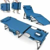 Tangkula Tanning Chair, Outdoor Folding Beach Lounge Chair with Face Hole