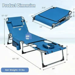 Tangkula Tanning Chair, Outdoor Folding Beach Lounge Chair with Face Hole