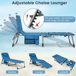 Tangkula Tanning Chair, Outdoor Folding Beach Lounge Chair with Face Hole