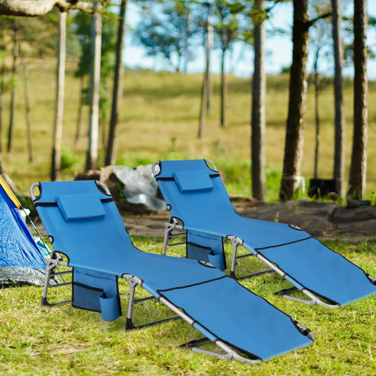 Tangkula Tanning Chair, Outdoor Folding Beach Lounge Chair with Face Hole