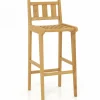 Tangkula Teak Wood Bar Stool, 30” Bar Chair with Footrest & Backrest