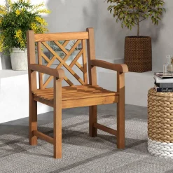 Tangkula Teak Wood Patio Dining Chair