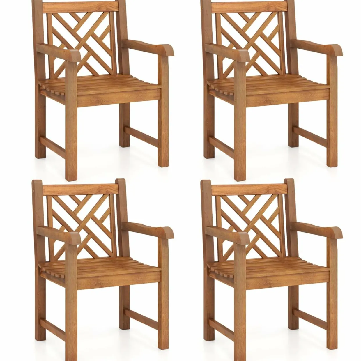 Tangkula Teak Wood Patio Dining Chair